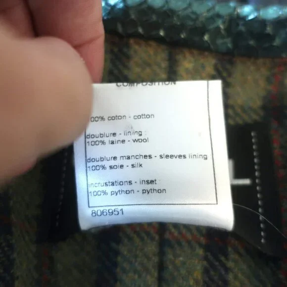 Chanel 2013 Paris-Edinburgh Snakeskin-Trimmed Plaid Jacket Brown Size 40 - Picture 9 of 10